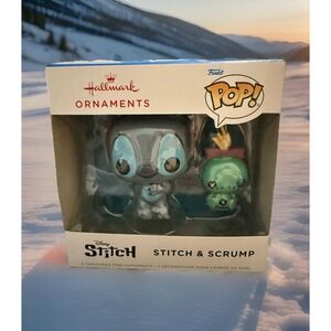 Hallmark Funko Pop Disney Stitch & Scrump Christmas Tree Ornaments Set